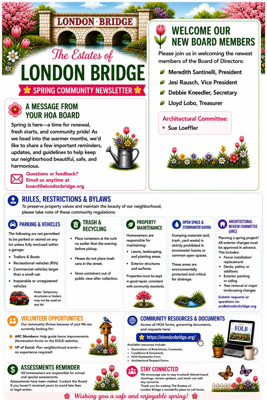 Spring 2026 Estates of London Bridge newsletter from the Board